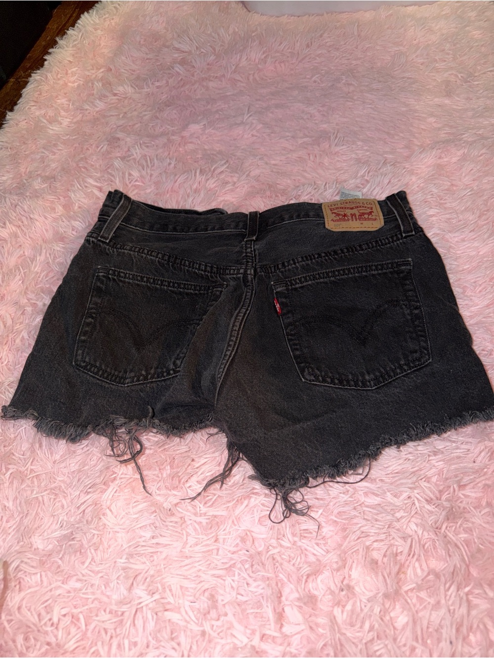 Levi's Washed Black Denim Cutoff Shorts